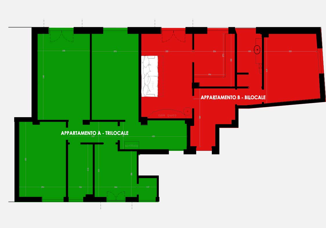 Planimetria dello stato di fatto planimetria dello stato di fatto del trilocale in zona Paolo Sarpi